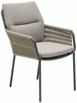 LC Home Como Gartensessel Aluminium mit Sitz- und R&uuml;ckenkissen Dunkelgrau Sand 2 St&uuml;ck