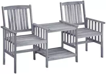 vidaXL Gartenlounge-Set mit Teetisch und Kissen Akazien-Massivholz (3061304)