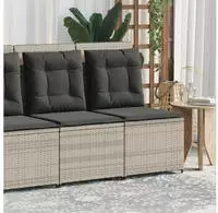 vidaXL Gartensessel mit Liegefunktion und Kissen Hellgrau Poly Rattan