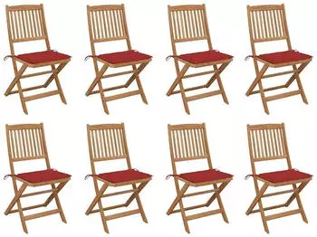 vidaXL Klappbare Gartenst&uuml;hle mit Kissen 8 Stk. Akazienholz (3075119)