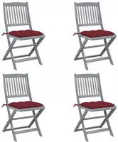 vidaXL Klappbare Gartenst&uuml;hle 4 Stk. mit Kissen Massivholz Akazie