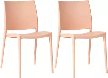 CLP Meton 2er-Set Gartenst&uuml;hle Kunststoff Pfirsich-Orange (326416)
