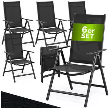 Casaria Klappstuhl Hochlehner Aluminium 8-fach verstellbar 120kg 6er Set Anthrazit