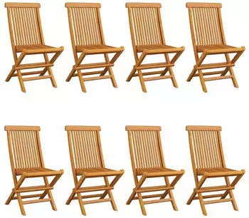 vidaXL Gartenst&uuml;hle Massivholz Teak blaue Kissen 8 Stk. (3072942)