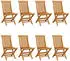 vidaXL Gartenstühle Massivholz Teak blaue Kissen 8 Stk. (3072942)