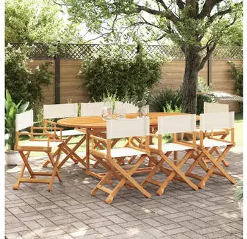 vidaXL Klappbare Gartenst&uuml;hle 8 Stk. Cremewei&szlig; Stoff (3208912)