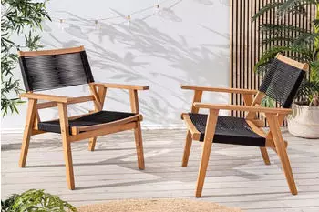Riess-Ambiente BALI ROPE natur anthrazit &middot;-Loungesessel Set Akazienholz (Set 2 St)