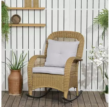 Outsunny Schaukelsessel mit Kissen Gelb 69x92x100 cm