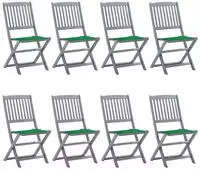 vidaXL Klappbare Gartenst&uuml;hle 8 Stk. mit Kissen Massivholz Akazie