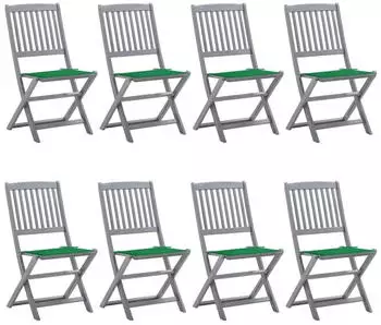 vidaXL Klappbare Gartenst&uuml;hle 8 Stk mit Kissen Massivholz Akazie 3078295