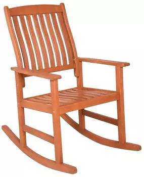 Deluke Outdoor-Schaukelstuhl CEDRIC Natur Eukalyptus Gartenstuhl Relaxsessel Garten Balkon Outdoor