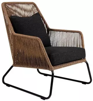 Brafab Midway Loungesessel Geflecht natur, Aluminium schwarz, inkl. Kissen (5031-8-61-81)