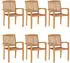 vidaXL Stapelbare Gartenstühle mit Kissen, Teak Massivholz, 6 Stk. (3073272)
