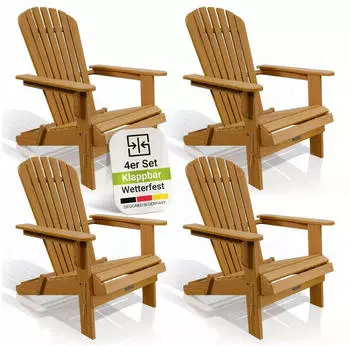 Juskys Korfu Liegestuhl Akazienholz klappbar 4er-Set (302461994)