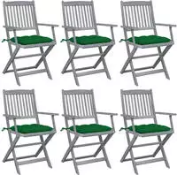 vidaXL Klappbare Gartenst&uuml;hle 6 Stk. mit Kissen Massivholz Akazie