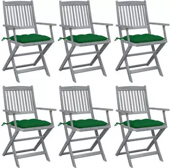 vidaXL Klappbare Gartenst&uuml;hle 6 Stk mit Kissen Massivholz Akazie 3065427