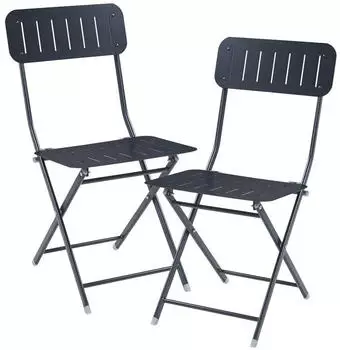 en.casa Klappstuhl Sande 2er Set bis 110 kg Metall Schwarz 84,5x42x50 cm