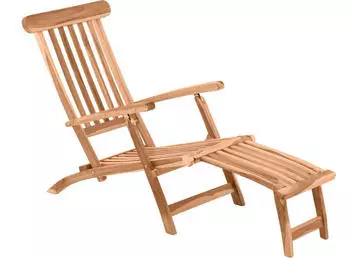 Gardenson Garten Liegestuhl mit Fu&szlig;st&uuml;tze Teak Holz