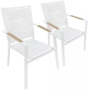 Oviala Garden chair aluminium and textil&egrave;ne x2 white