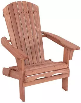 Costway Adirondack Stuhl Klappbar Holz Hohe Rückenlehne