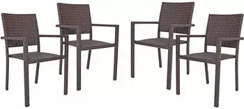 Garden Pleasure Stapelstuhl MALAGA Aluminium mit Armlehnen Aluminium 4er Set