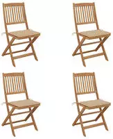 vidaXL Klappbare Gartenst&uuml;hle 4 Stk. mit Kissen Massivholz Akazie