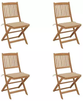 vidaXL Klappbare Gartenst&uuml;hle 4 Stk mit Kissen Massivholz Akazie 3064674