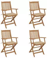 vidaXL Klappbare Gartenst&uuml;hle 4 Stk. mit Kissen Massivholz Akazie