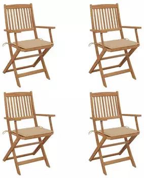 vidaXL Klappbare Gartenst&uuml;hle 4 Stk mit Kissen Massivholz Akazie 3064620