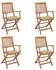 vidaXL Klappbare Gartenstühle 4 Stk mit Kissen Massivholz Akazie 3064620