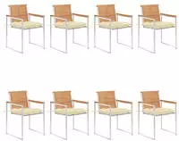 vidaXL Gartenst&uuml;hle 8 Stk. mit Kissen Massivholz Teak