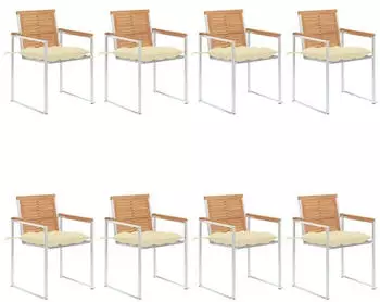 vidaXL Gartenst&uuml;hle 8 Stk mit Kissen Massivholz Teak 3078625