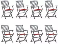 vidaXL Klappbare Gartenst&uuml;hle 8 Stk. mit Kissen Massivholz Akazie