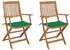 vidaXL Klappbare Gartenstühle 2 Stk mit Kissen Massivholz Akazie 3064595