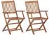 vidaXL Klappbare Gartenstühle 2 Stk mit Kissen Massivholz Akazie 3064595