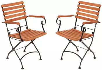 Deluke Gartenstuhl 2er Set ARVID Eukalyptus Schwarz Klappstuhl Wetterfest Gartenst&uuml;hle Outdoor Balkonst&uuml;hle