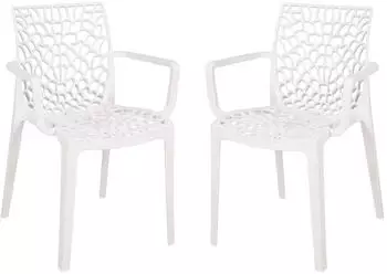 Deluke Gartenstuhl 2er Set IVAR Kunststoff Wei&szlig; Gartenst&uuml;hle Wetterfest Essst&uuml;hle Outdoor Terrasse