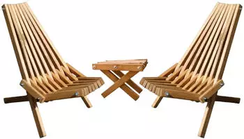 holz4home Skandinavische Gartenm&ouml;bel aus Kiefer Set 2 Liegest&uuml;hlel 1 Tisch