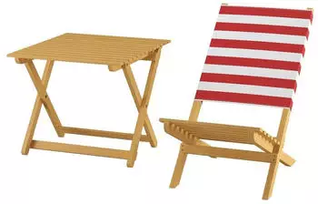 Erst-Holz Klappstuhl Strandstuhl Anglerstuhl Gartenstuhl mit Rot-Wei&szlig;em Bezug 10-350 Doppelpack mit Tisch