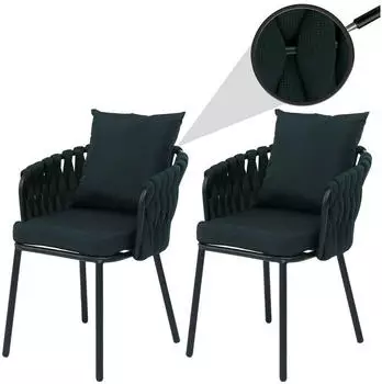 MCW P89 Gartenstuhl 2er-Set Aluminium Seilgeflecht 180g/m&sup2; gr&uuml;n (100613)