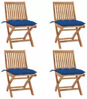 vidaXL Klappbare Gartenst&uuml;hle mit Kissen 4 Stk. Massivholz Teak