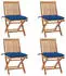 vidaXL Klappbare Gartenstühle mit Kissen 4 Stk. Teak Massivholz (3072832)