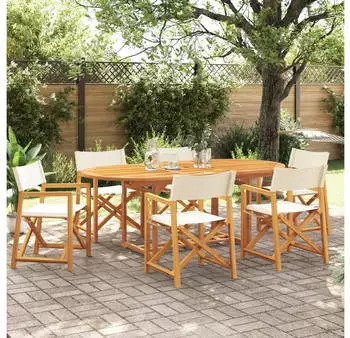 vidaXL Klappbare Gartenst&uuml;hle 6 Stk. Cremewei&szlig; Stoff (3208917)
