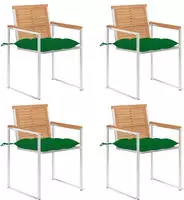 vidaXL Gartenst&uuml;hle 4 Stk. mit Kissen Massivholz Teak