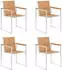 vidaXL Gartenstühle mit Kissen Teak Massivholz, 4er-Set (3078574)