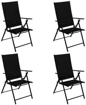 DEGAMO Milano Klappsessel Metall anthrazit Kunstgewebe schwarz, 4er-Set