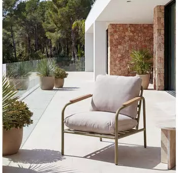 MCW Gartensessel O11 Aluminium Olefin-Textil hellgr&uuml;n/beige (98926)