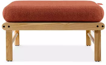 Konsimo Gartenlounge-Hocker orangege Holz Textil 70x42x80 cm