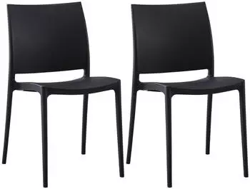 CLP Meton Gartenstuhl 2er-Set, Kunststoff, stapelbar, schwarz (325052)
