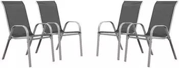 Habitat et Jardin Cordoba stackable garden armchair x4 dark grey silver